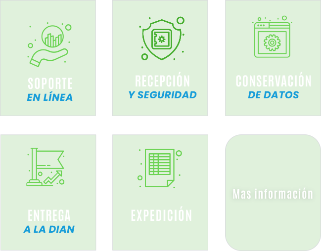Iconos de funcionalidades de facturación eléctrica