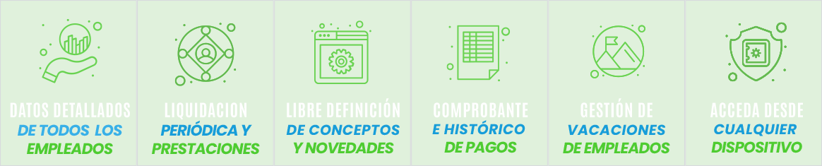 Iconos de funcionalidades de nómina eléctrica